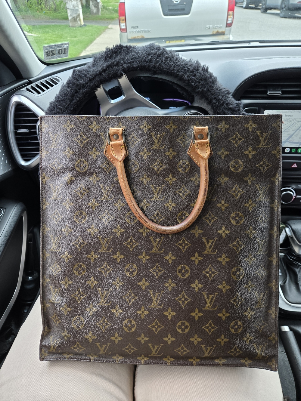 Louis Vuitton Sac Plat Brown Monogram Tote with Organizer VINTAGE
